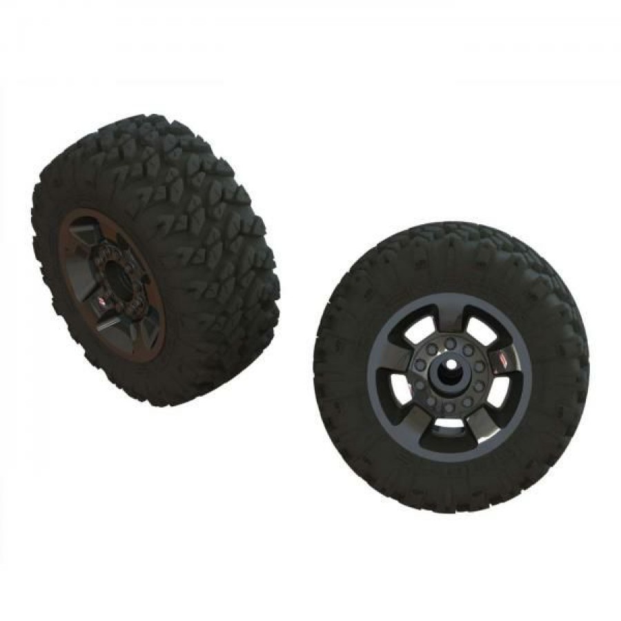 Wheels & Tyres * | Arrma Bigrock 3S Ragnarok Mt Tyre St Glued (Black Chrome) (2)