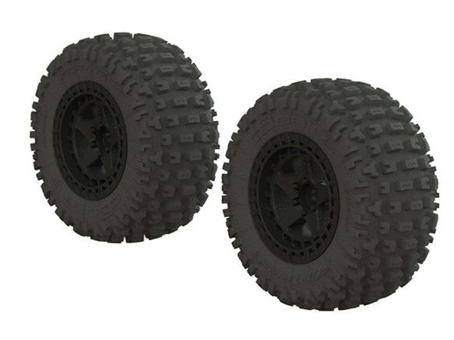 Wheels & Tyres * | Arrma Senton 1/10 Dboots Fortress Sc Tyre Set Glued Black (2)