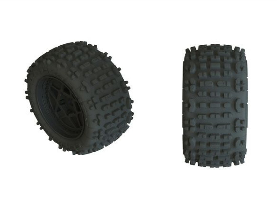 Wheels & Tyres * | Arrma Dboots Back-Flip Lp 4S Tyre Set Glued (Black) (2)