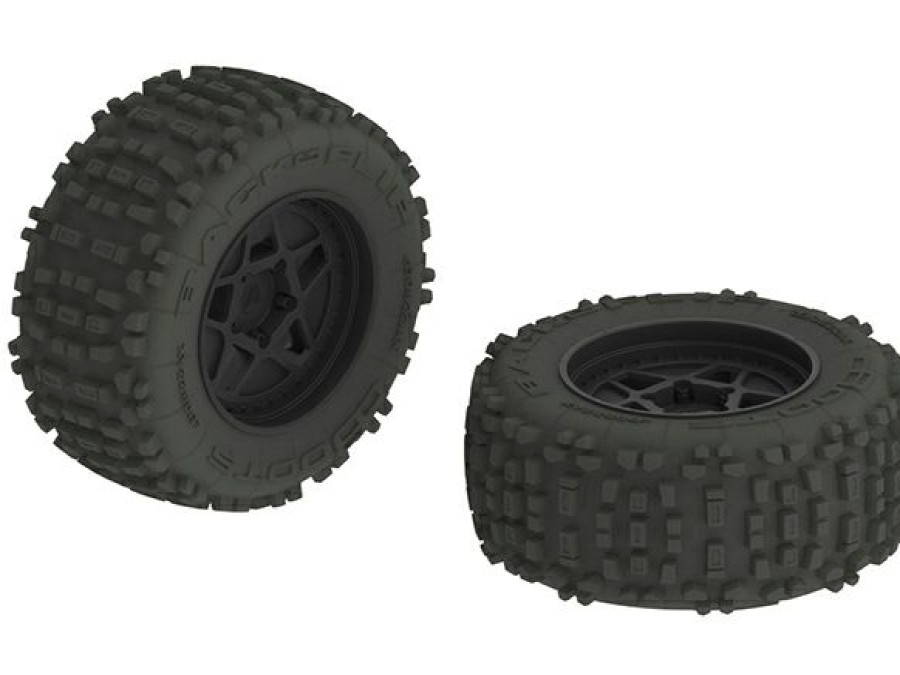 Wheels & Tyres * | Arrma Outcast 6S Dboots Back-Flip Mt 6S Tyres Set Glues (Black) (2)